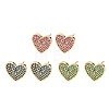 Heart Brass Micro Pave Cubic Zirconia Stud Earrings EJEW-H178-01G-2