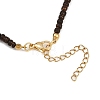 Dyed Synthetic Turquoise & Coconut & Wood Round Beaded Brass Feather Pendant Necklaces for Women NJEW-JN05460-01-5