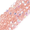AB Color Plated Transparent Glass Beads Strands GLAA-G127-01-02E-1