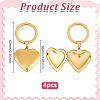 4Pcs 316 Stainless Steel Heart Locket Pendant Keychains KEYC-PH01620-2