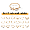 19Pcs 19 Style Alloy Open Cuff Rings Set with Rhinestone RJEW-FI0001-16-2