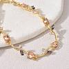 Brass Glass Flower Link Chain Bracelets KK-CBA7DFA-01G-03-2