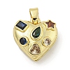 Rack Plating Brass Pave Colorful Cubic Zirconia Bead Cage Pendants KK-E114-07G-1