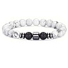 Natural Howlite & Lava Rock & Synthetic Non-magnetic Hematite Beaded Stretch Bracelets for Men OT1378-5-1