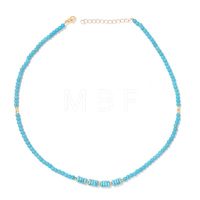 Adjustable 4MM Round Synthetic Turquoise Graduated Beaded Necklaces with Heishi Beads for Women Elegant Fashion Jewelry Gift RG0808-5-1
