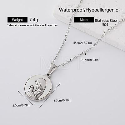304 Stainless Crystal Rhinestone Religion Virgin Pendant Necklaces for Women AP2752-2-1