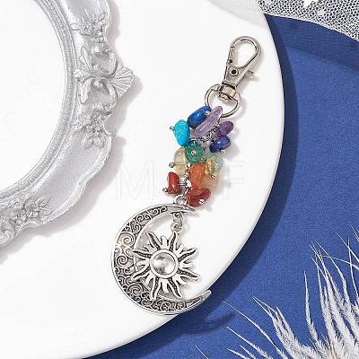 Natural & Synthetic Mixed Gemstone Chip Pendant Decorations HJEW-JM01685-1
