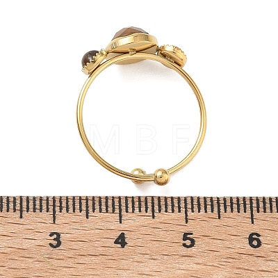 Natural Tiger Eye Adjustable Finger Rings for Women RJEW-A101-01G-02-1