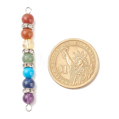Chakra Natural & Synthetic Gemstone Connector Charms PALLOY-JF01513-1