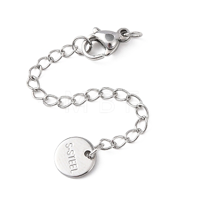 304 Stainless Steel Chain Extender with Flat Round Charms STAS-G383-04P-1