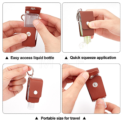 Gorgecraft 4Set 2 Colors Portable Squeeze Bottles with Leather Case Keychain AJEW-GF0004-77-1