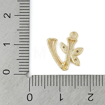 Brass Crystal Rhinestone Letter Links Connector Charms KK-S395-06G-V-1