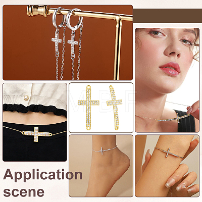 12Pcs Religion Alloy Crystal Rhinestone Connector Charms FIND-PH0038-15G-1