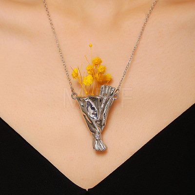 Alloy Bouquet Pendant Necklaces for Dried Flower WGF058D-01-1