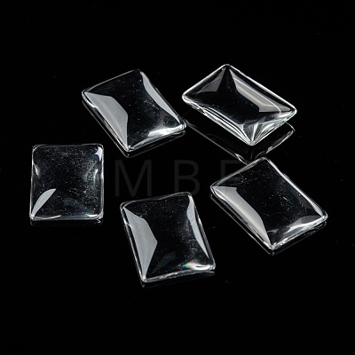 Transparent Rectangle Glass Cabochons X-GGLA-R025-25x18-1