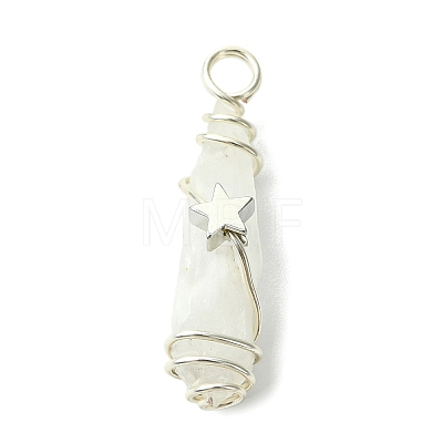 2Pcs Electroplated Natural Quartz Crystal Dyed Copper Wire Wrapped Pendants PALLOY-JF03163-02-1