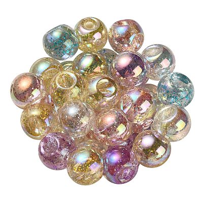 UV Plating Rainbow Iridescent Acrylic Beads OACR-C012-03-1