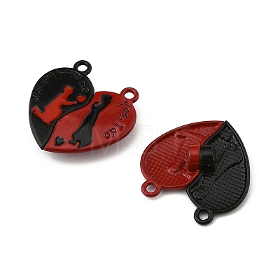 10 Bags Spray Painted Alloy Red and Black Enamel Split Pendants FIND-FS0004-21-1