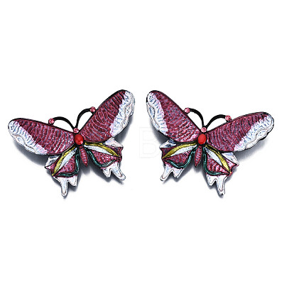 Butterfly Enamel Pin with Rose Rhinestone JEWB-N007-163-1