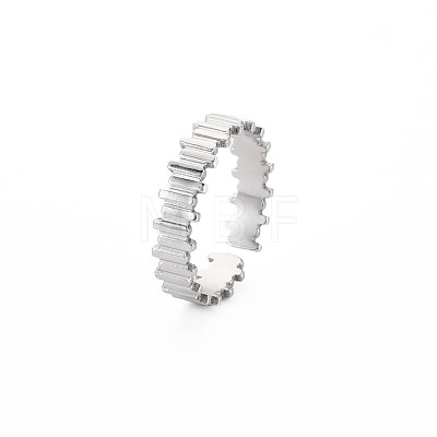 304 Stainless Steel Stripe Open Cuff Ring for Women RJEW-S405-233P-1