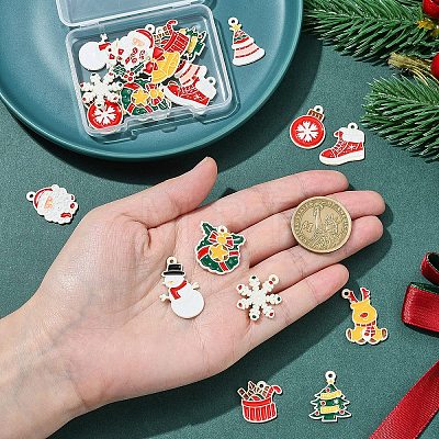 24Pcs 12 Styles Christmas Theme Spray Painted Alloy Enamel Pendants ENAM-FS0002-19P-1
