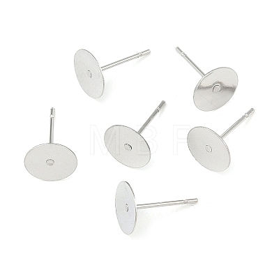 Tarnish Resistant 304 Stainless Steel Flat Round Blank Peg Stud Earring Findings X-STAS-S028-37-1