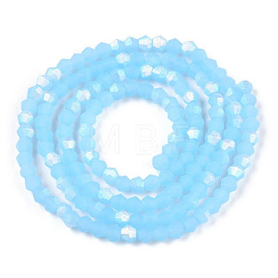 Imitation Jade Bicone Frosted Glass Bead Strands EGLA-A039-J2mm-MB03-1