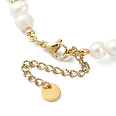Flower Natural Pearl & Shell Beaded Bracelets for Women BJEW-TA00420-1
