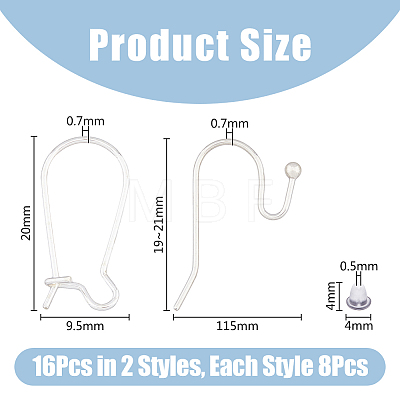 16Pcs 2 Styles 925 Sterling Silver Hoop Earrings & Earring Hooks STER-DC0001-11-1