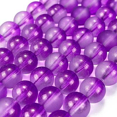 Frosted Transparent Glass Bead Strands X1-GLAA-P065-8mm-15-1