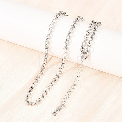 4MM 304 Stainless Steel Rolo Chain Necklaces for Men Women NJEW-H093-07A-P-1