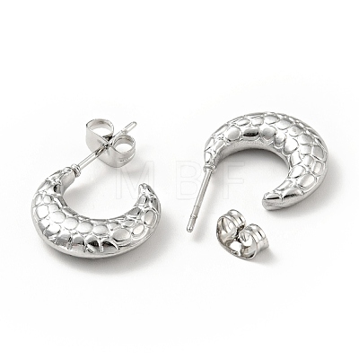 304 Stainless Steel Crescent Moon Stud Earrings EJEW-G293-10P-1