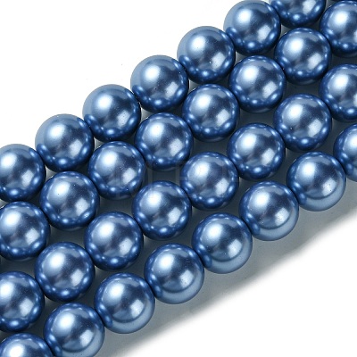 Eco-Friendly Glass Pearl Beads Strands X-HY-A008-14mm-RB015-1