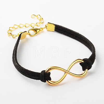 Valentines Gift Ideas for Her Faux Suede Cord Alloy Infinity Link Bracelets BJEW-JB01260-1