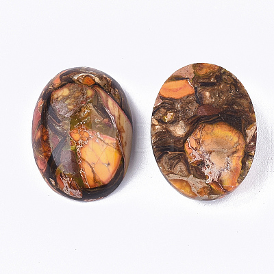 Assembled Synthetic Imperial Jasper and Bronzite  Cabochons X-G-S329-080H-1
