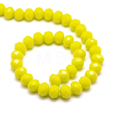 1 Strand Opaque Solid Yellow Color Faceted Crystal Glass Rondelle Beads Strands X-EGLA-F049A-06-1