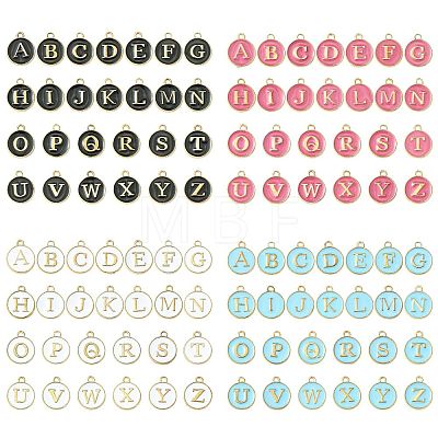 104Pcs 4 Colors Initial Letter A~Z Alphabet Enamel Charms ENAM-FS0003-90-1