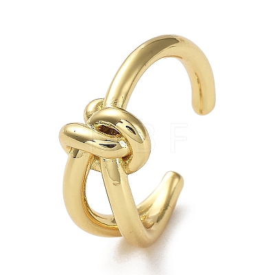 Rack Plating Brass Knot Open Cuff Rings for Women X-RJEW-Q777-02G-1