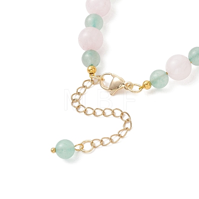 Adjustable Natural Rose Quartz and Green Aventurine Beaded Bracelets BJEW-JB13032-1