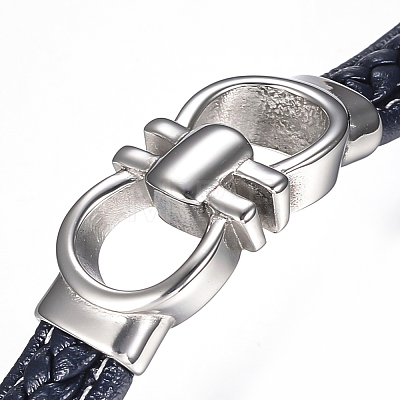 Men's Braided Leather Cord Bracelets X-BJEW-H559-15F-1