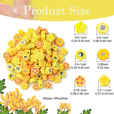 6 Styles Handmade Polymer Clay Beads CLAY-YW0001-95-1