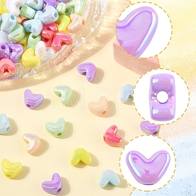 98Pcs 7 Colors UV Plating Opaque Acrylic Beads MACR-FS0002-16-1