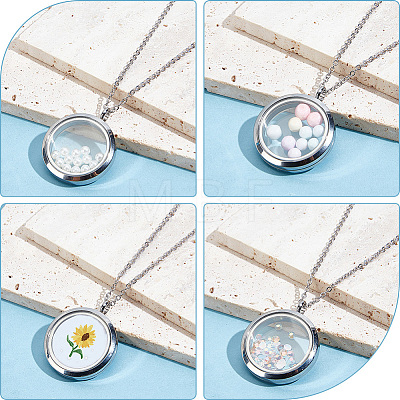 4Pcs Stainless Steel Locket Pendants STAS-BBC0010-31A-1