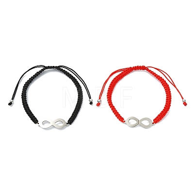 2Pcs Infinity 201 Stainless Steel Link Bracelets BJEW-JB13789-1