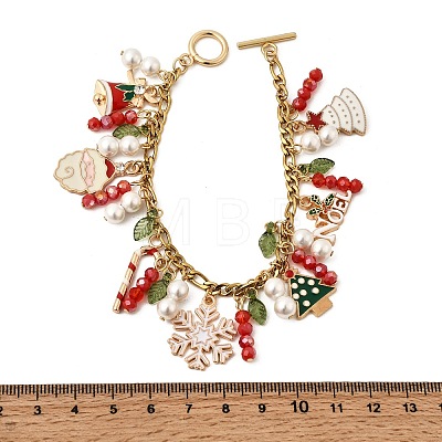 Christmas Theme Alloy Enamel Charm Bracelets BJEW-TA00651-1