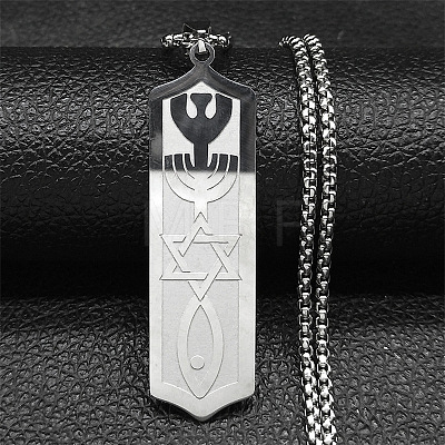 304 Stainless Steel Star of David Fish Pendant Box Chain Necklaces FS-WG4A3EC-01-1