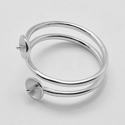 Rhodium Plated 925 Sterling Silver Finger Ring Components STER-A070-040-1
