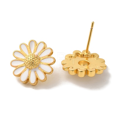 Rack Plating Brass Enamel Stud Earrings EJEW-B062-22G-1