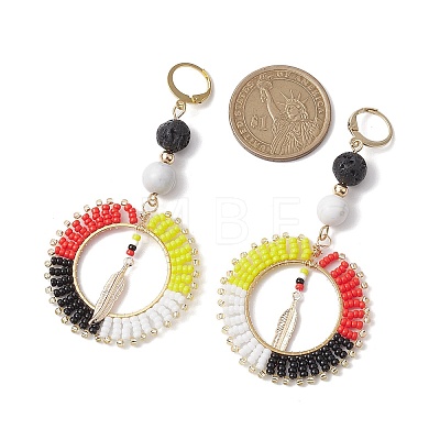Bohemia Handmade Woven Glass Seed Beads Leverback Earrings EJEW-MZ00149-1