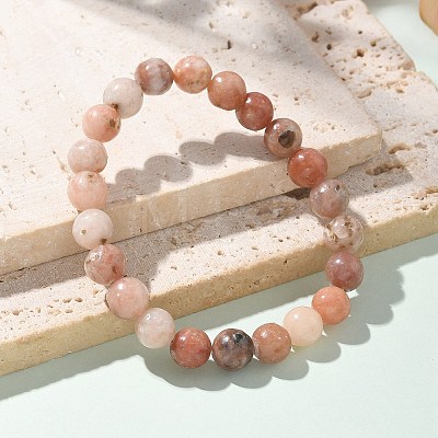 Natural Plum Blossom Jade Beads Stretch Bracelets BJEW-F380-01-B08-1